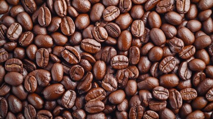 Fototapeta premium Lots of fresh coffee beans poster design, top view
