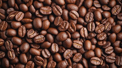 Naklejka premium Lots of fresh coffee beans poster design, top view