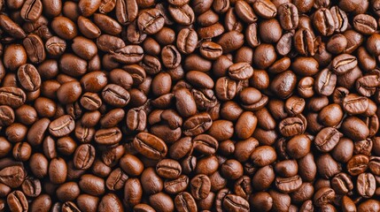 Fototapeta premium Lots of fresh coffee beans poster design, top view