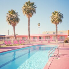 Poolside at 70's style motels in coast locations