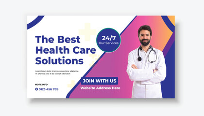 Medical healthcare youtube thumbnail and web banner template