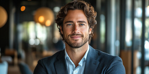 Obraz premium Portrait of a successful businessman standing and looking at the camera