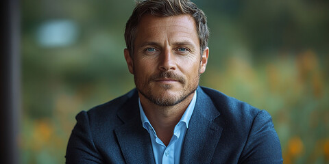 Obraz premium Portrait of a successful businessman standing and looking at the camera