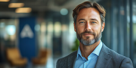 Obraz premium Portrait of a successful businessman standing and looking at the camera