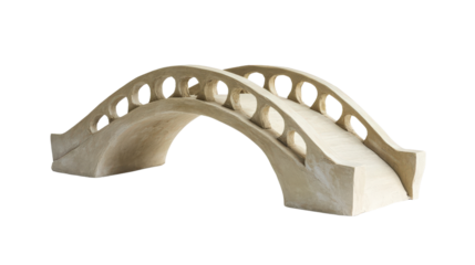 Stylish architectural bridge model, white isolate background Transparent background