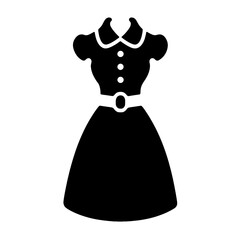 おしゃれなワンピースドレスのシンプルなシルエットイラスト　透過背景の切り抜き