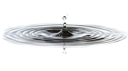 Water droplet creating ripples, white isolate background Transparent background