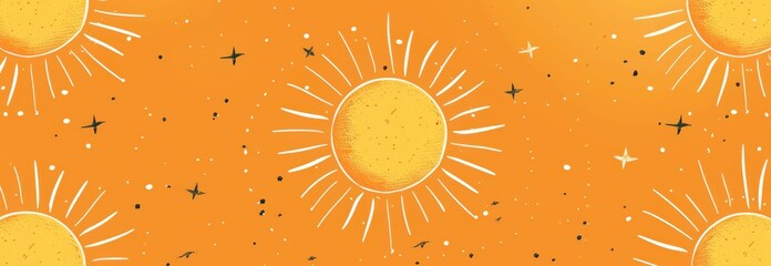A Hand-Drawn Sun with Rays on a Orange Background