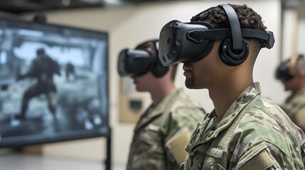 Soldier testing VR technology. 