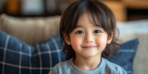 Portrait of an asian child looking at the camera