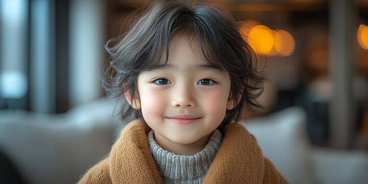 Portrait of an asian child looking at the camera