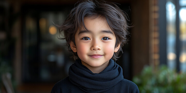 Portrait of an asian child looking at the camera