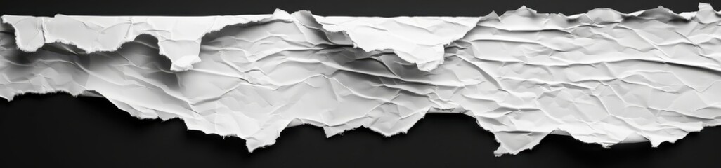 A Close-Up of a Crumpled White Paper Sheet on a Black Background