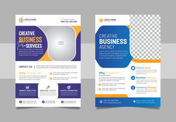Multipurpose business corporate flyer template, A4 annual report marketing agency colorful cover page design set.