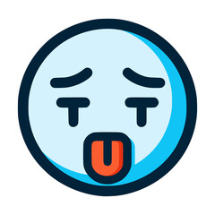 blue face sick emoji emoticon sticker vector illustration template design