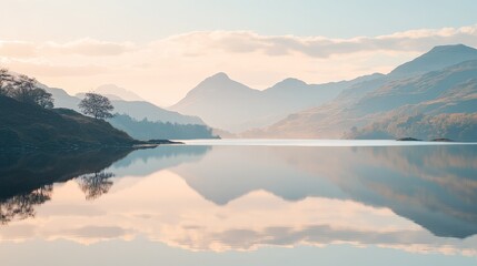 Serene Reflections: Captivating Mountain Landscapes Mirrored on Tranquil Waters at Dawn, Inviting Moments of Peace and Natural Beauty.