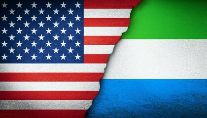 古いビンテージのアメリカの国旗とシエラレオネの国旗(Old grunge vintage japan flag and Sierra Leone flag.)
