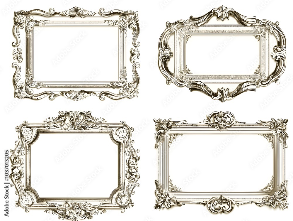 Poster vintage inspired rectangular line frames with subtle scrollwork details ideal for adding a touch of 