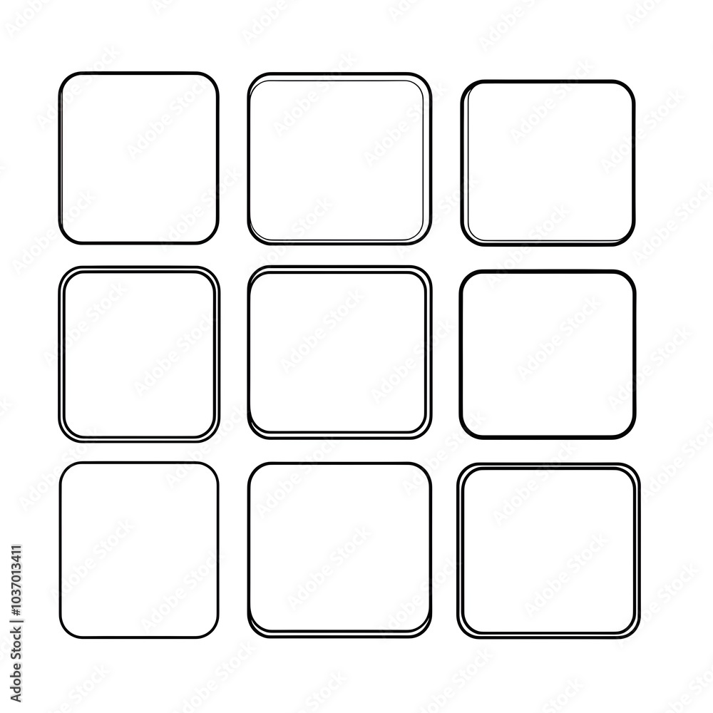 Aufkleber minimalist set of sleek and modern rectangular line frames with rounded corners for contemporary pre