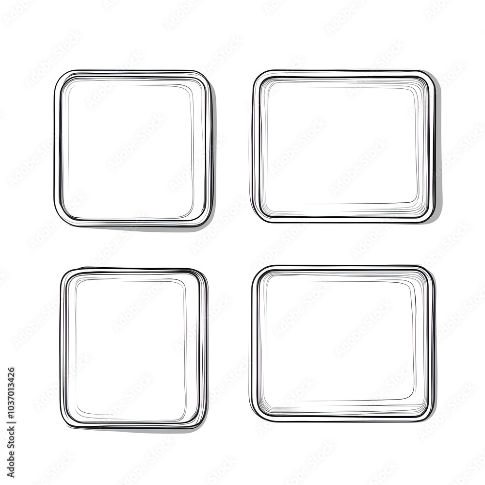 Poster minimalist rectangular line frames with rounded corners for contemporary presentations
