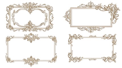 Elegant Ornate Filigree Corners Frames for Luxury Wedding Invitations and Formal Announcements