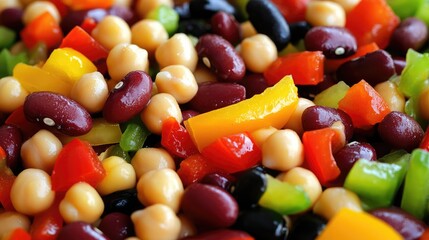 Colorful Mixed Beans and Vegetables Close-Up