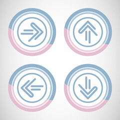 Right, Left, Up, Down Arrow Icon Design Illustration, Arrow Sign For Apps And Websites, Pastel Color Button Design