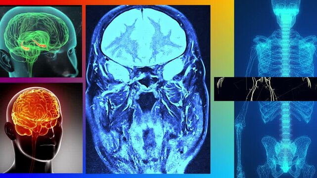 Magnetic resonance imaging of the brain. MRI of the brain. Medical examination of the human brain. Coronal brain MRI for diagnosis of neurological disorders