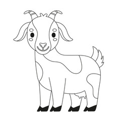 Cute cartoon goat coloring page