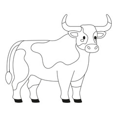 Cute cartoon bull coloring page