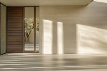 Modern indoor space with natural light highlighting minimalist design elements