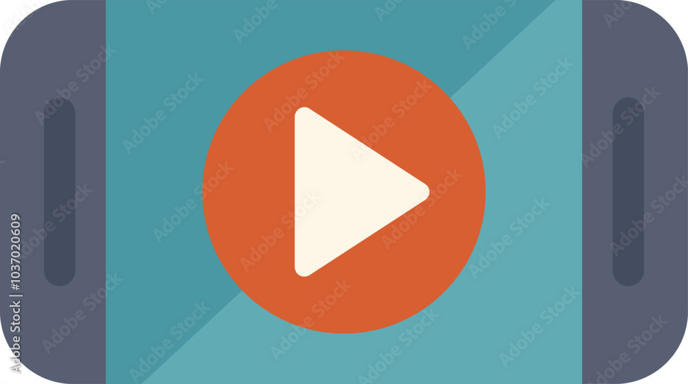 Poster smartphone is showing a video being played with a play button icon
