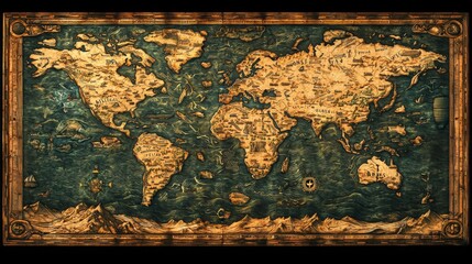 Vintage Map of an Ancient World with Mythical Creatures