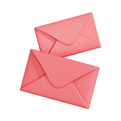 Two pink envelopes stacked, symbolizing communication, letters, or message exchange in a cute and modern design. 3D render illustration