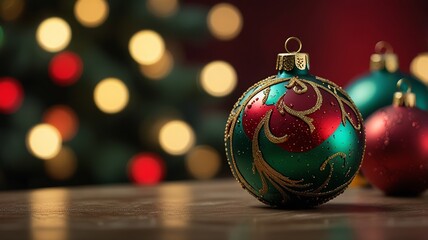 Obraz premium Colorful Christmas Decorations on a Festive Background