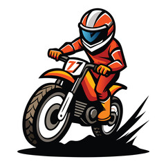 Motorcycle Rider Vector Illustration on White Background