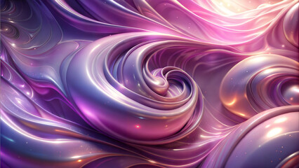 Obraz premium Glossy abstract waves in purple and pink tones with luminous swirls for artistic backgrounds 
