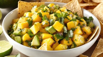 Fresh Mango Salsa Bowl with Tortilla Chips