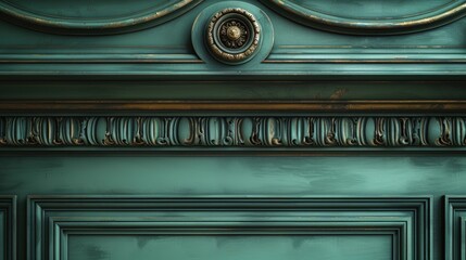 Luxury interior design of classic apartments. Green walls with mouldings.  