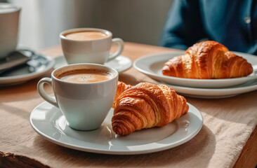 cup of coffee and croissant