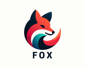 Obraz premium Colorful fox logo design vector template