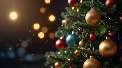 Colorful Christmas Decorations on a Tree