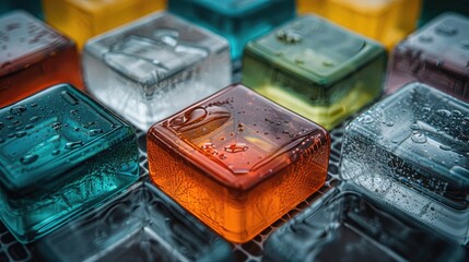 macro shot of the texture and colors in a glass mosaic  