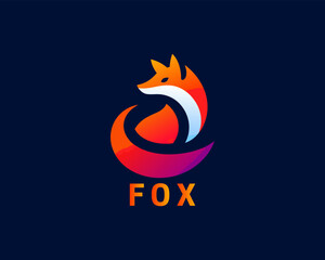Colorful fox logo design vector template