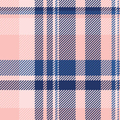 Fototapeta premium Panel plaid check pattern, ethnic seamless textile background. Dining room fabric texture tartan vector in blue and light colors.