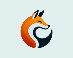 Colorful fox logo design vector template