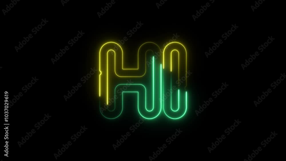 Poster neon glowing hi message speech bubble icon and symbol animation on black background