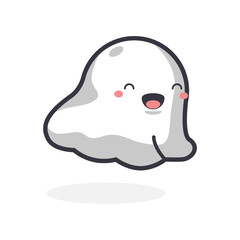 Cute Cartoon ghost Flying Halloween illustration
