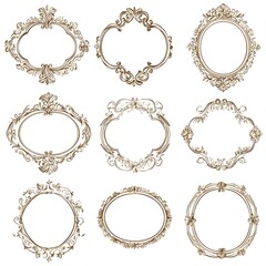 Elegant Oval Frames with Decorative Patterns for Invitations and Formal Documents