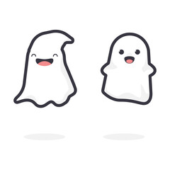 Cute Cartoon ghost Flying Halloween illustration